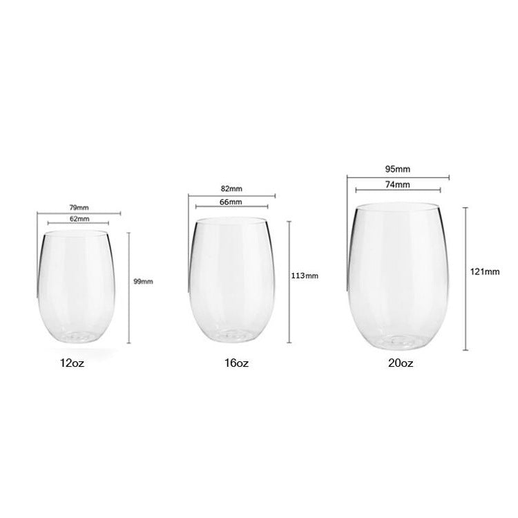 Transparent Plastic Wine Glasses – Reusable, 10 Sizes