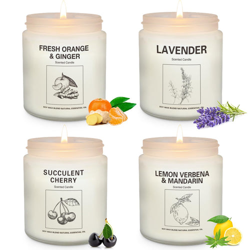 Lavender Soy Wax Scented Candles – 4 Pack, 7.1oz, 240+ Hour Burn