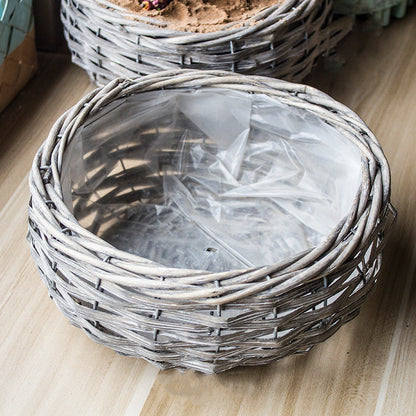 Handwoven Willow Wicker Flower Basket for Home Decor