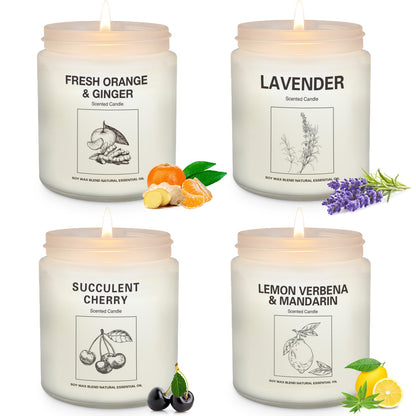 Lavender Soy Wax Scented Candles – 4 Pack, 7.1oz, 240+ Hour Burn