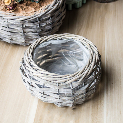 Handwoven Willow Wicker Flower Basket for Home Decor