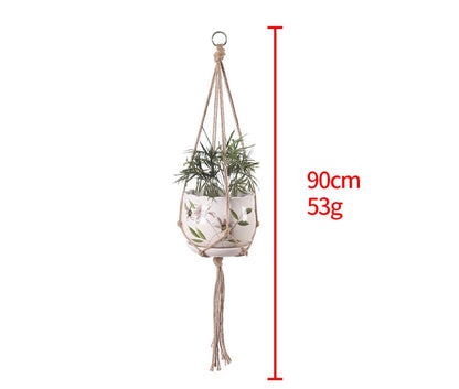 Handwoven Cotton Rope Plant Hanger – 4 Lengths, Beige