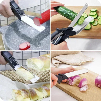 Kitchen Food Cutter Scissors with Integrated Cutting Board