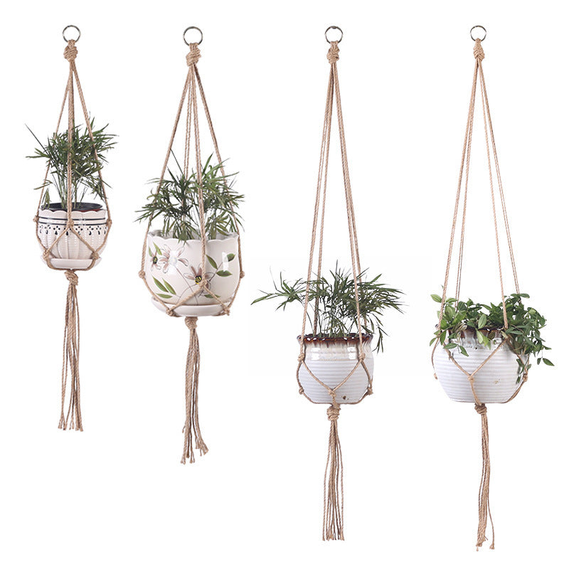 Handwoven Cotton Rope Plant Hanger – 4 Lengths, Beige