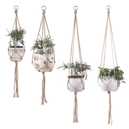 Handwoven Cotton Rope Plant Hanger – 4 Lengths, Beige