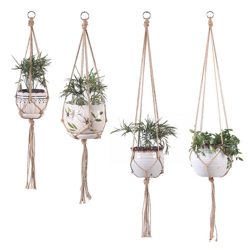 Handwoven Cotton Rope Plant Hanger – 4 Lengths, Beige