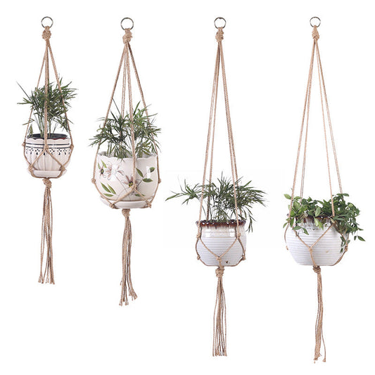 Handwoven Cotton Rope Plant Hanger – 4 Lengths, Beige