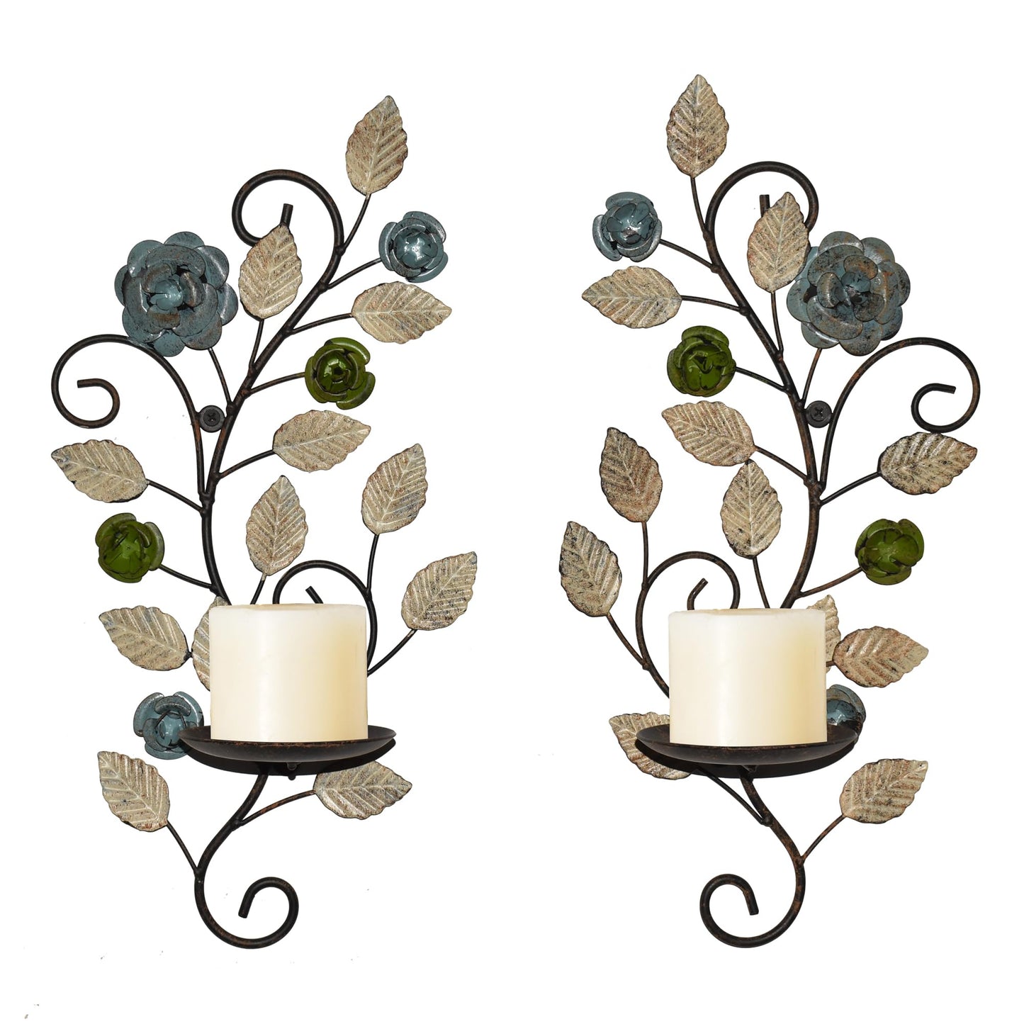 Antique Leaf Branch Wall Sconce Candle Holders – Set of 2
