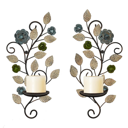 Antique Leaf Branch Wall Sconce Candle Holders – Set of 2