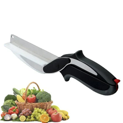 Kitchen Food Cutter Scissors with Integrated Cutting Board