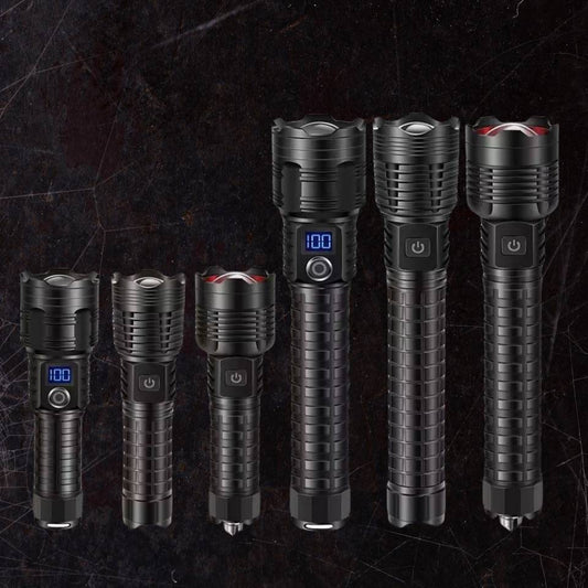 Zoomable LED Flashlight — Rechargeable, 50W, Aluminum Alloy