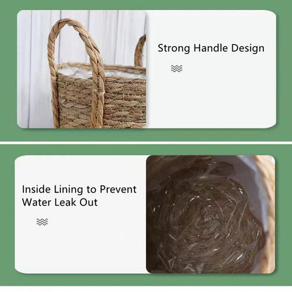 Natural Flower Pot Seaweed Wicker Storage Basket